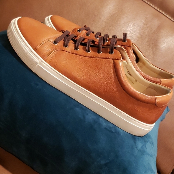 Alphakilo Plain Toe Cognac Brown Leather Sneaker - Picture 4 of 6